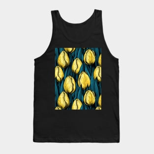 Yellow tulips with blue leaves Tank Top